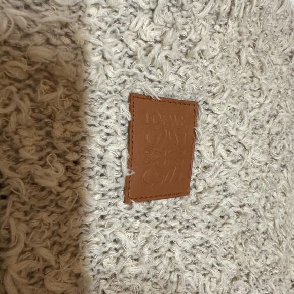 Loewe Men's Beige Yzzuf Cardigan Sweater Size XL Linen Wool Blend Shaggy Cream - Picture 8 of 16